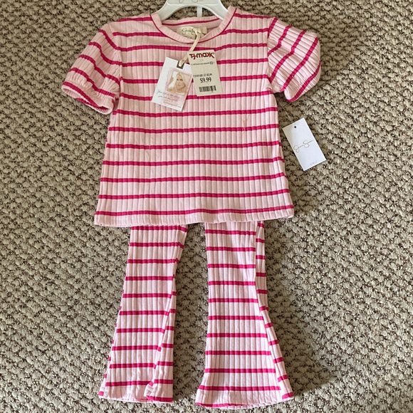 Jessica Simpson Pink and White Striped Kids Pajama Set - Picture 1 of 4